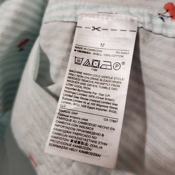 Gap - 🍒 Cherry Print and Striped Boyfriend Shirt - Size M - Picture 5 of 8